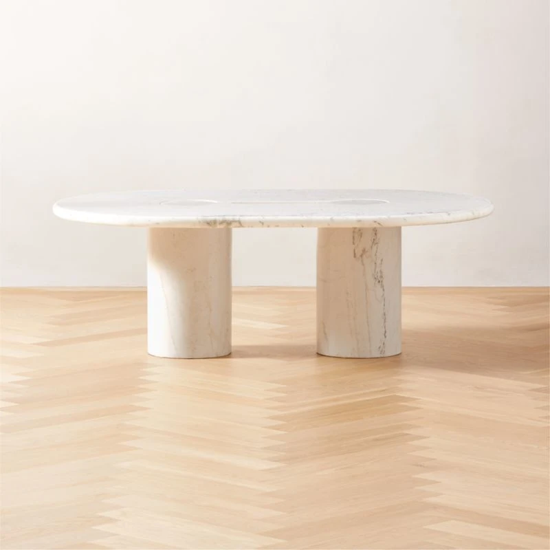 Liguria Oval White Marble Coffee Table With White Marble Base 3 Liguria Oval White Marble Coffee Table With White Marble Base