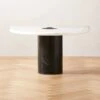 Liguria Rounded White Marble Side Table With Black Marble Base -Cb2 LiguriaWtTopBkBsTableSHF22