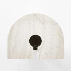 Liguria Rounded White Marble Side Table With Black Marble Base -Cb2 LiguriaWtTopBkBsTableTOPSSF22