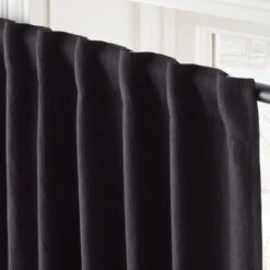 Black Linen Blackout Window Curtain Panel 48''x84'' -Cb2 LinenBkBkOt96CurtainPnlAV2SHS23