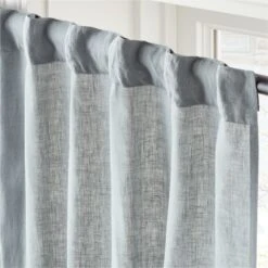 Lead Blue Linen Window Curtain Panel 48''x84'' -Cb2 LinenLead96PanelAV2SHS23