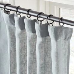 Lead Blue Linen Window Curtain Panel 48''x84'' -Cb2 LinenLead96PanelROS23