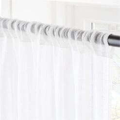Warm White Linen Sheer Window Curtain Panel 48"x84" -Cb2 LinenShrIvoryPanel96inAV2SHF21