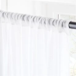 White Linen Sheer Window Curtain Panel 48"x84" 7 White Linen Sheer Window Curtain Panel 48"x84" -Cb2 LinenShrWhitePanel96inAV2SHF21