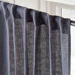 EUROPEAN FLAX™-Certified Linen Smokey Blue Window Curtain Panel 48''x84'' 10 EUROPEAN FLAX™-Certified Linen Smokey Blue Window Curtain Panel 48''x84'' -Cb2 LinenSmkBl96CurtainPnlAV2SHS23