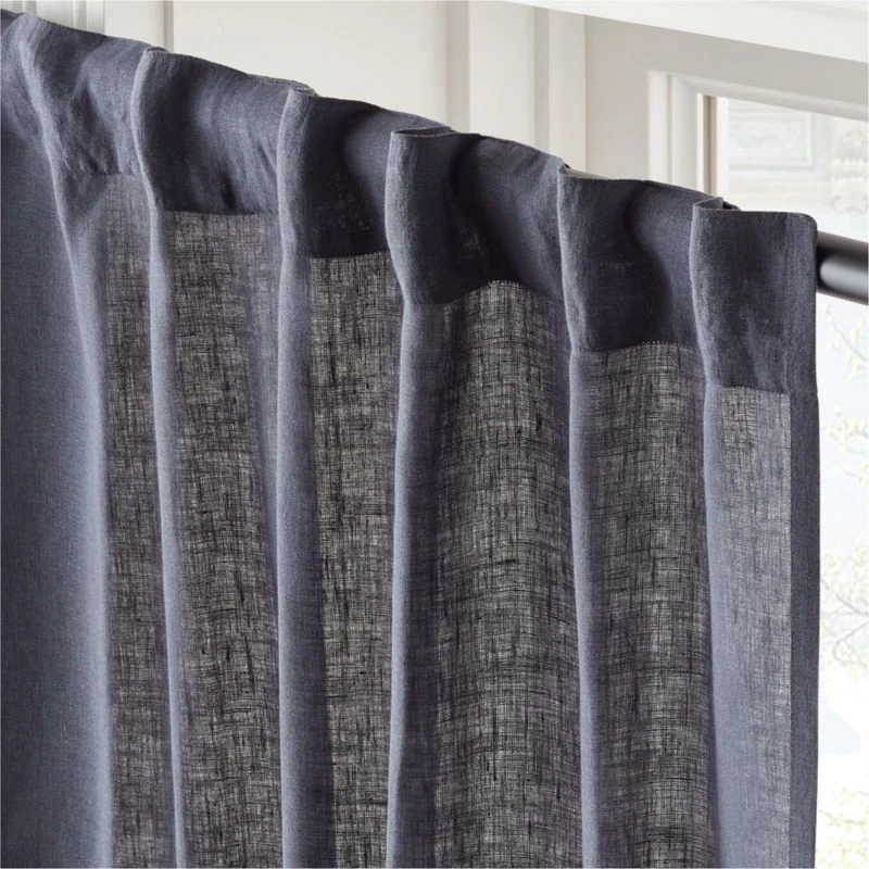 EUROPEAN FLAX™-Certified Linen Smokey Blue Window Curtain Panel 48''x84'' 6 EUROPEAN FLAX™-Certified Linen Smokey Blue Window Curtain Panel 48''x84'' - Image 4