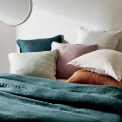 EUROPEAN FLAX™-Certified Linen Dark Teal Full/Queen Bedding Set 5 EUROPEAN FLAX™-Certified Linen Dark Teal Full/Queen Bedding Set -Cb2 LinenWhiteBeddingAG21 1x1 2