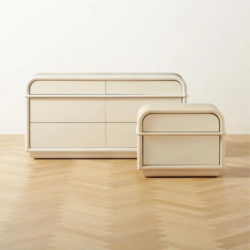 Lobos 2-Drawer White Wood Nightstand 4 Lobos 2-Drawer White Wood Nightstand - Image 2