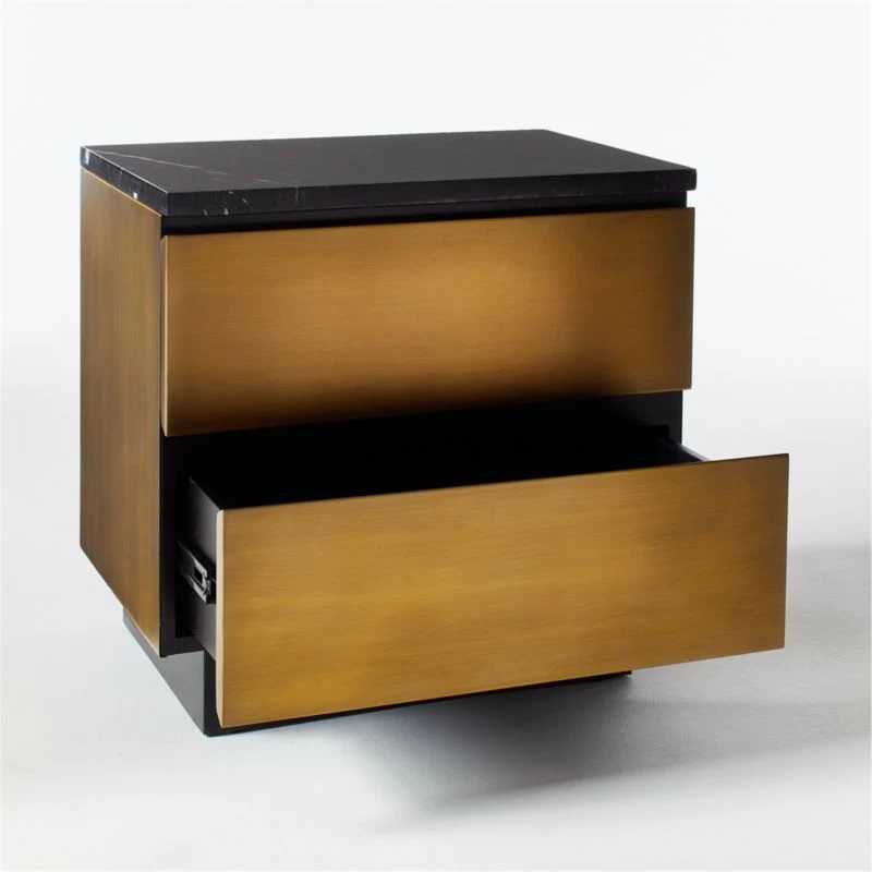 Logan 2-Drawer Brass And Black Marble Nightstand 9 Logan 2-Drawer Brass And Black Marble Nightstand - Image 7