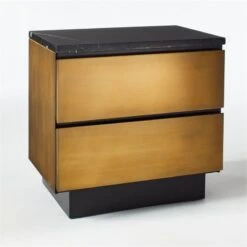 Logan 2-Drawer Brass And Black Marble Nightstand 17 Logan 2-Drawer Brass And Black Marble Nightstand -Cb2 LoganBrsNBlkMrblNghtstnd3QF20