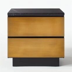Logan 2-Drawer Brass And Black Marble Nightstand 16 Logan 2-Drawer Brass And Black Marble Nightstand -Cb2 LoganBrsNBlkMrblNghtstndSOF20