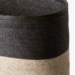 Luna Braided Two-Toned Storage Basket 11 Luna Braided Two-Toned Storage Basket -Cb2 LunaBlackNNaturalBasketAVF19