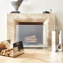 Maddox Polished Nickel Log Holder -Cb2 MaddoxCollectionFHF22