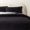 Maisa Organic Cotton Slub Black Duvet Cover And Pillow Shams -Cb2 MaisaOrgCttnSbBkFQDvtCvrSHF23