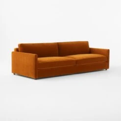 Malea Cognac Brown Velvet Sofa -Cb2 MaleaCognacVelvetSofa3QSSF23
