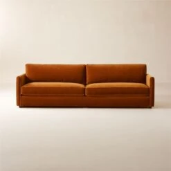 Malea Cognac Brown Velvet Sofa