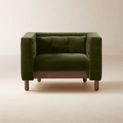 Marconi Tufted Green Velvet Accent Chair