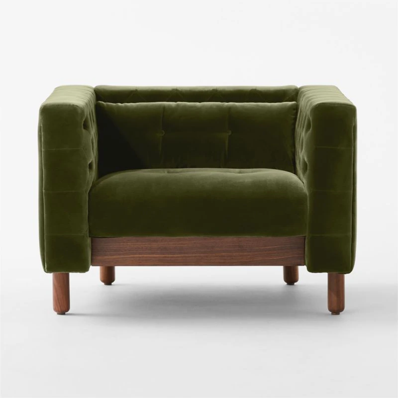 Marconi Tufted Green Velvet Accent Chair 4 Marconi Tufted Green Velvet Accent Chair - Image 2