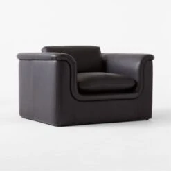 Mardones Black Leather Lounge Chair -Cb2 MardonesBlackLthrChair3QSSF23