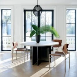 Mariana White Wash Round Teak Dining Table -Cb2 MarianaWhiteWashRoundTeakAG21 1x1