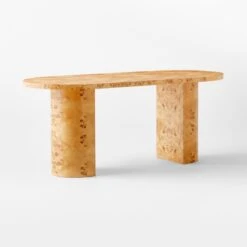Marisa Burl Wood Desk 70'' -Cb2 MarisaBurlwoodDeskLrg3QSSS23