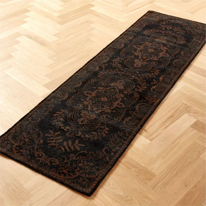 Marlowe Handknotted Black And Red Runner Rug 2.5'x8' 4 Marlowe Handknotted Black And Red Runner Rug 2.5'x8' - Image 2