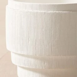 Marram Ribbed White Indoor Planter Small 9 Marram Ribbed White Indoor Planter Small -Cb2 MarramWhitePlanterSmROF23
