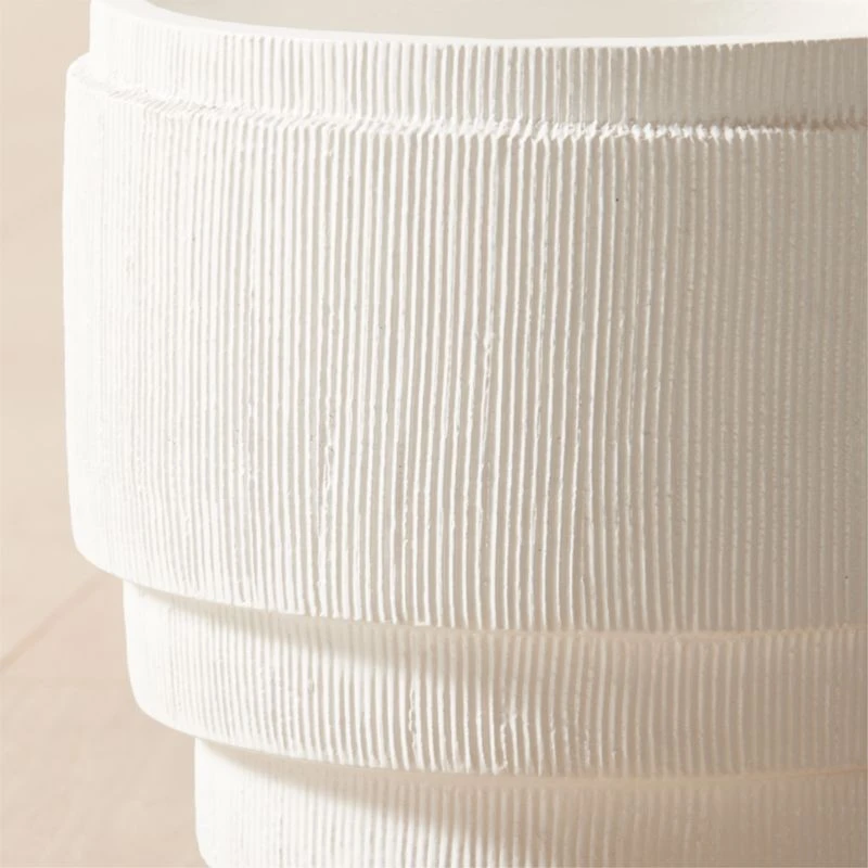 Marram Ribbed White Indoor Planter Small 6 Marram Ribbed White Indoor Planter Small - Image 4