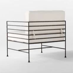 Marteau Black Iron Outdoor Lounge Chair With White Sunbrella® Cushions 16 Marteau Black Iron Outdoor Lounge Chair With White Sunbrella® Cushions -Cb2 MarteauLoungeChair3QBSSS23