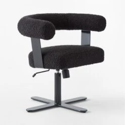 Mezza Charcoal Grey Boucle Office Chair 10 Mezza Charcoal Grey Boucle Office Chair -Cb2 MezzaCharcBclChair3QSSS23
