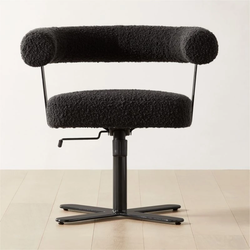 Mezza Charcoal Grey Boucle Office Chair 3 Mezza Charcoal Grey Boucle Office Chair