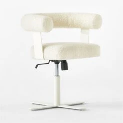 Mezza Ivory Boucle Office Chair -Cb2 MezzaIvoryBclChair3QSSS23