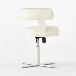 Mezza Ivory Boucle Office Chair -Cb2 MezzaIvoryBclChairSDSSS23
