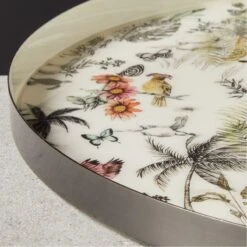 Jungle Print Round Serving Tray -Cb2 MidnightJnglEnmlSrvngTryAVSHF20
