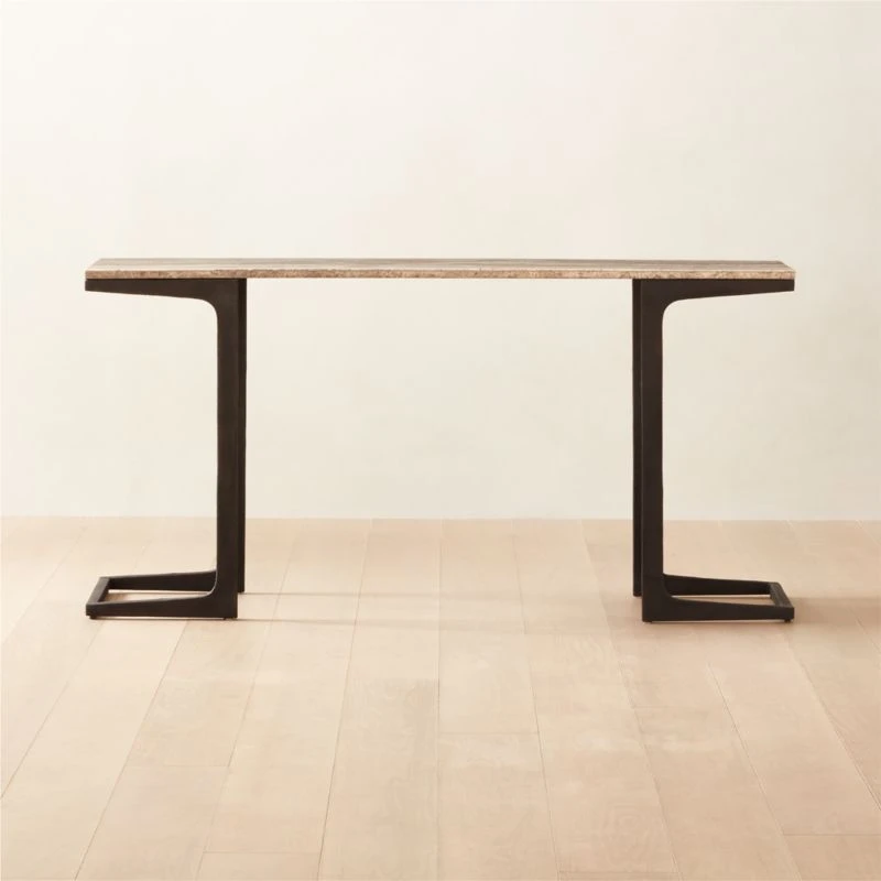 Milan Grey Travertine And Metal Console Table 3 Milan Grey Travertine And Metal Console Table