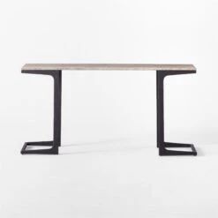 Milan Grey Travertine And Metal Console Table 10 Milan Grey Travertine And Metal Console Table -Cb2 MilanGreyTrvrtnCnslTableSOSSS22