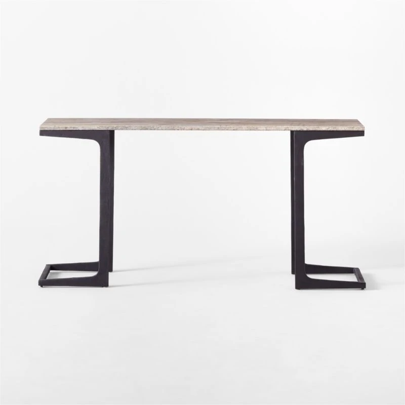 Milan Grey Travertine And Metal Console Table 5 Milan Grey Travertine And Metal Console Table - Image 3