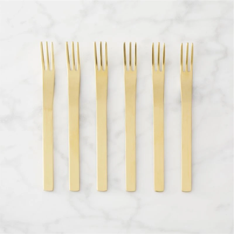 Set Of 6 Mini Gold Cocktail Forks 3 Set Of 6 Mini Gold Cocktail Forks