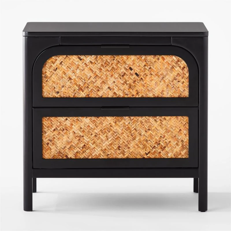 Miri 2-Drawer Black Cane Nightstand 4 Miri 2-Drawer Black Cane Nightstand - Image 2