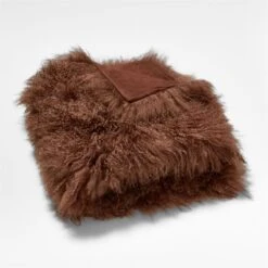 Mongolian Brown Sheepskin Fur Throw Blanket 9 Mongolian Brown Sheepskin Fur Throw Blanket -Cb2 MnglnShpskThwAzBr35x70inAV2SSS23