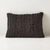 Monte Black Jute Throw Pillow With Down-Alternative Insert 18"x12" -Cb2 MonteBkPillowCvr18x12inSHS22