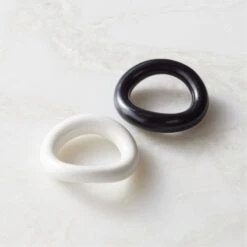 Moore Porcelain Black Napkin Rings Set Of 8 9 Moore Porcelain Black Napkin Rings Set Of 8 -Cb2 MooreShnyPrclnNapkinRingGrpFHF22