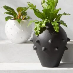 Mosi White Cast Aluminum Outdoor Planter/Vase -Cb2 MosiVasePlanterCollectionFHS23