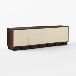 Moti Brown And White Mango Wood Media Console -Cb2 MotiMediaCredenza3QSSS23