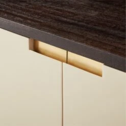 Moti Brown And White Mango Wood Media Console -Cb2 MotiMediaCredenzaAVSSS23