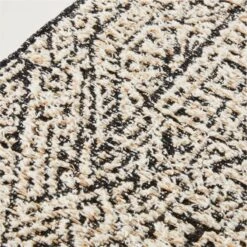 Nava Black And White Patterned Table Runner 14"x90" -Cb2 NavaRunner14X120inROF20