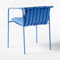 Navene Blue Outdoor Dining Armchair -Cb2 NaveneBlueDiningChair3QBSSS21