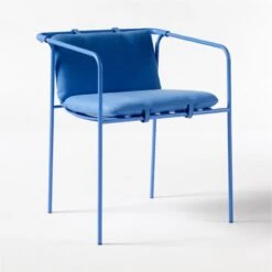 Navene Blue Outdoor Dining Armchair -Cb2 NaveneBlueDiningChair3QSSS21