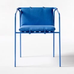 Navene Blue Outdoor Dining Armchair -Cb2 NaveneBlueDiningChairSOSSS21