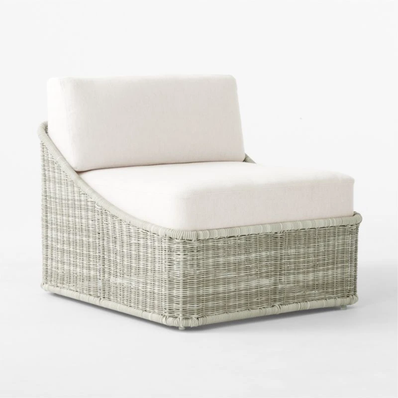Nino Ivory Rattan Outdoor Lounge Chair With Ivory Boucle Sunbrella® Cushions 7 Nino Ivory Rattan Outdoor Lounge Chair With Ivory Boucle Sunbrella® Cushions - Image 5